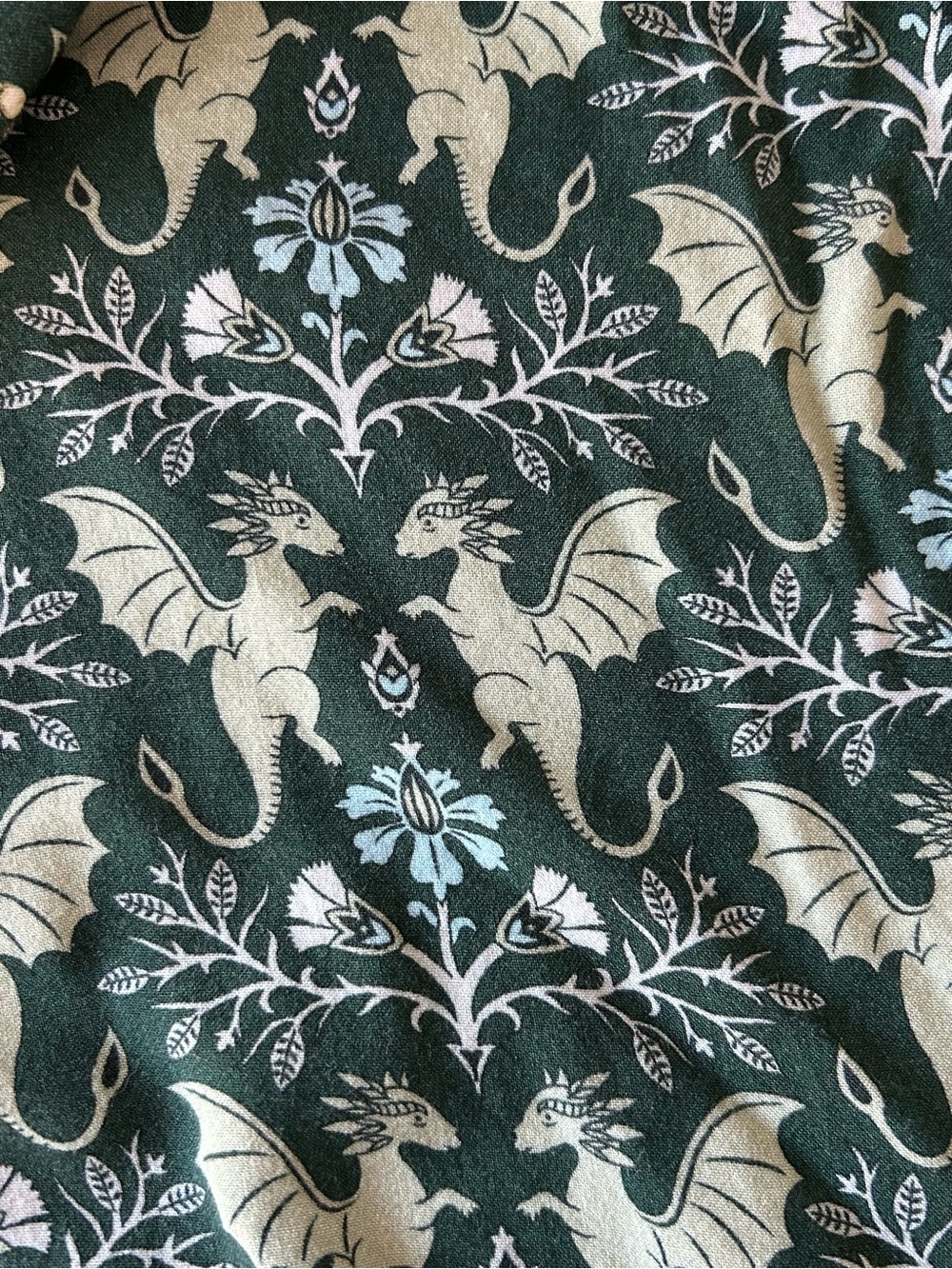 Svaha Green Dragon Print Kaftan Swimsuit Cover-Up House Dress One Size - Picture 5 of 9